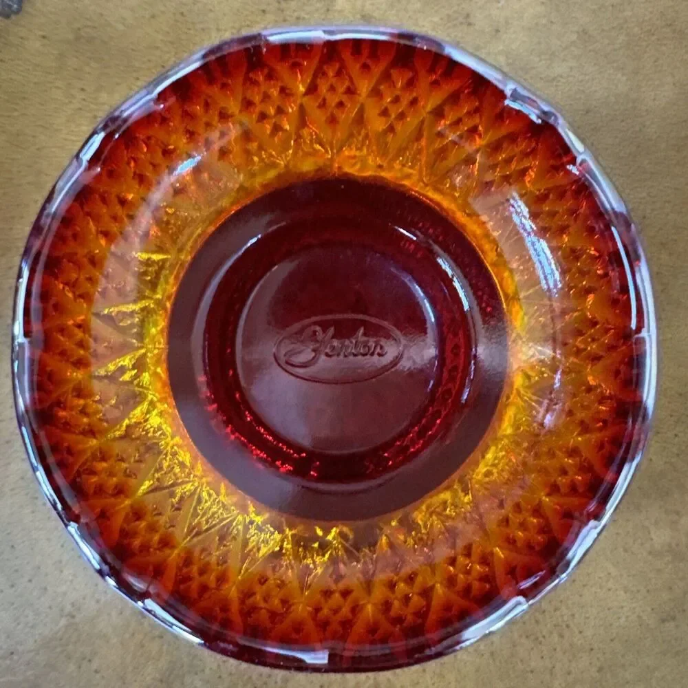 Vintage Fenton Red Orange‎ Carnival Candy Dish Sugar Bowl Replacement *read